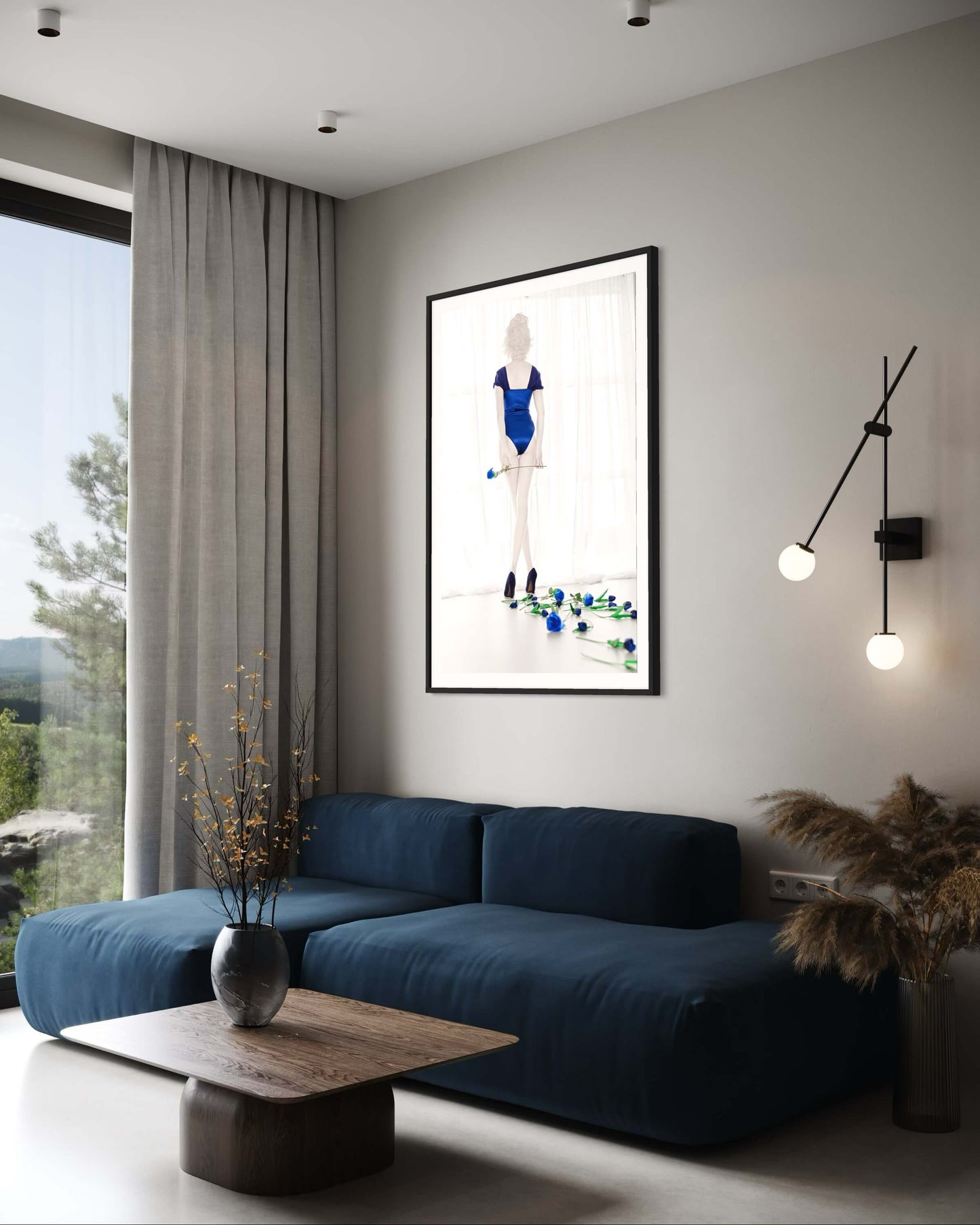 kunst kopen kunst aan de muur wanddecoratie delfts blauw kunst foto vrouw rozen
