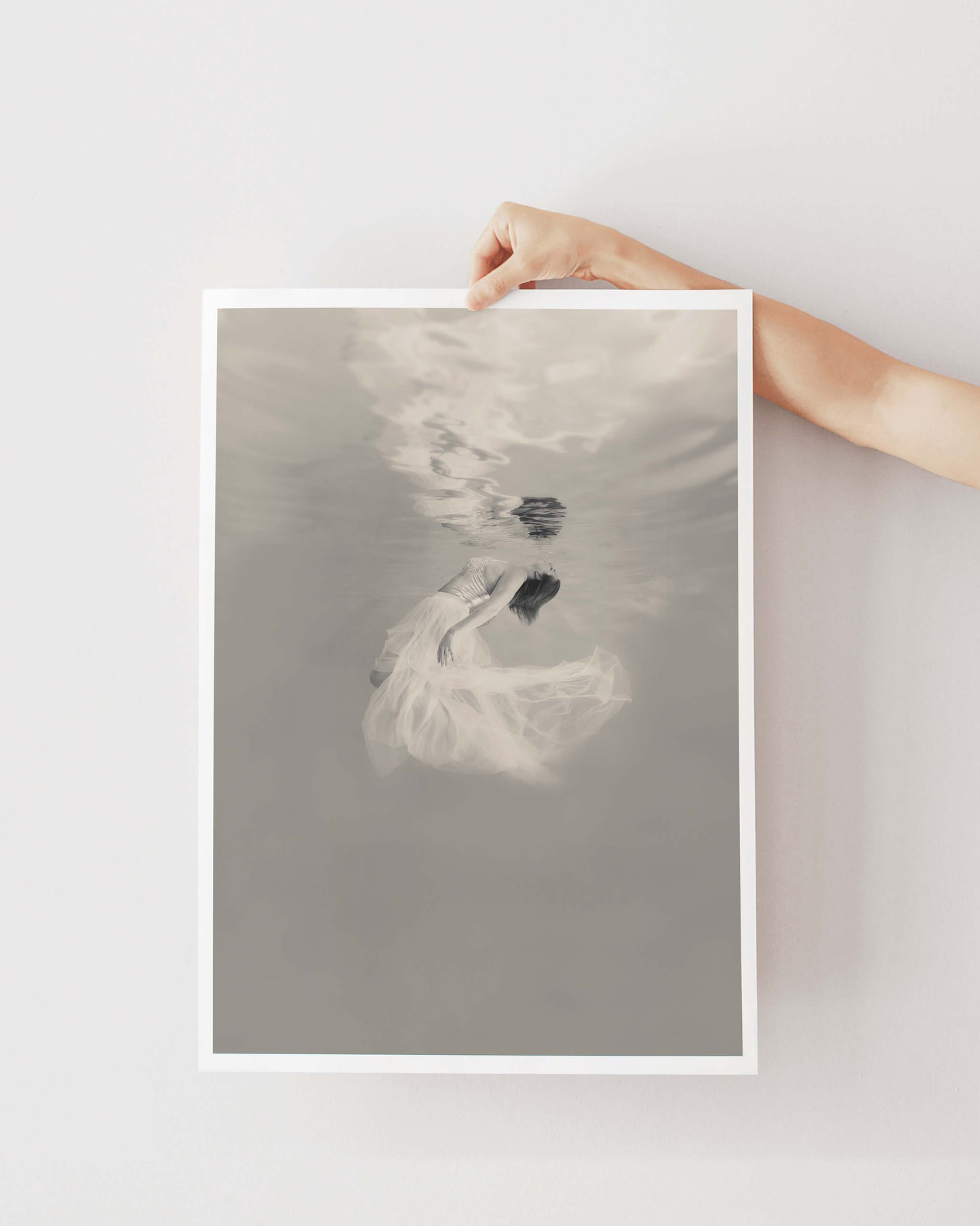 Release | Fine Art Print, Black and White Photography, Underwater Portrait