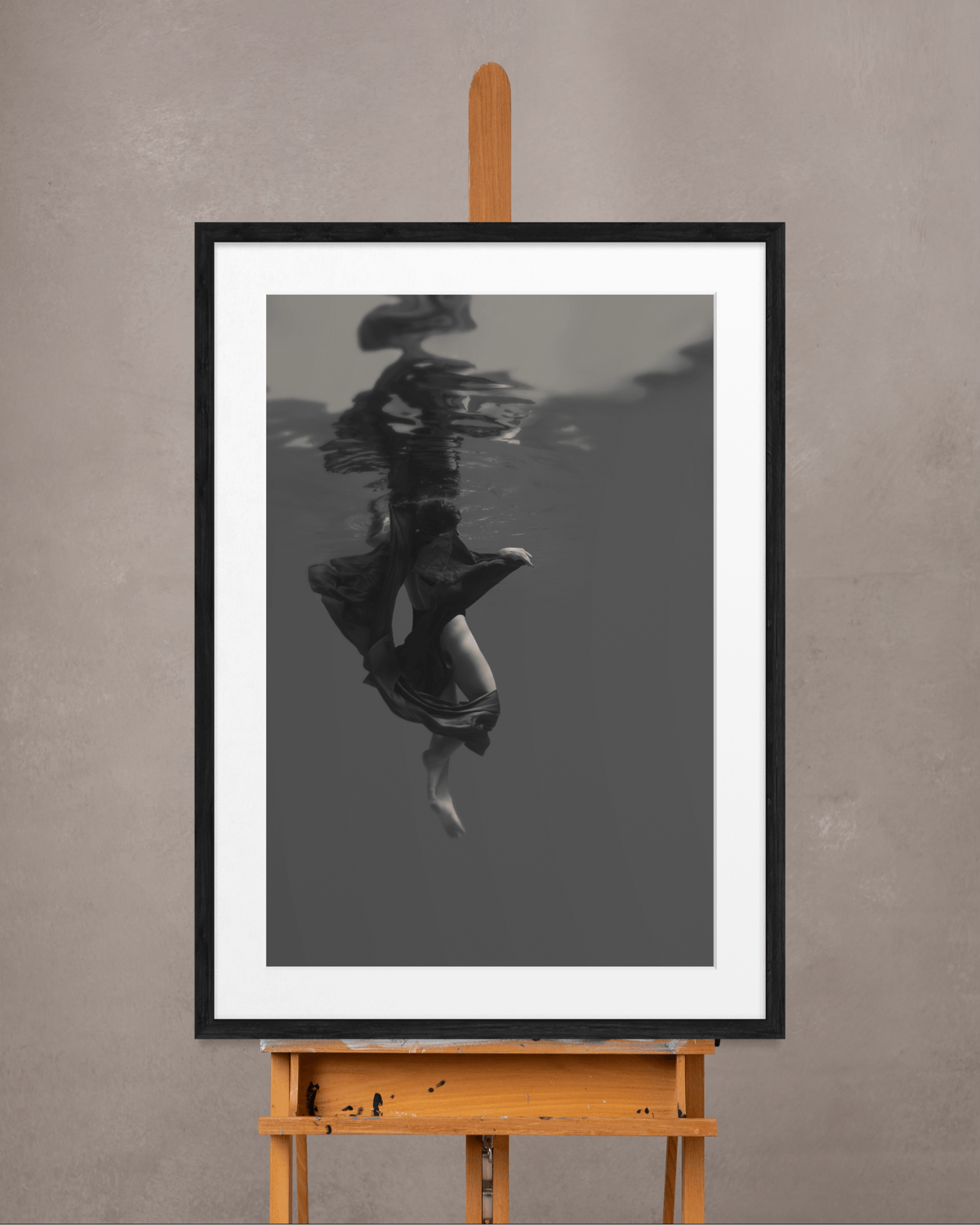 Flow | Framed Limited Edition, Black and White Photography, Underwater Portrait