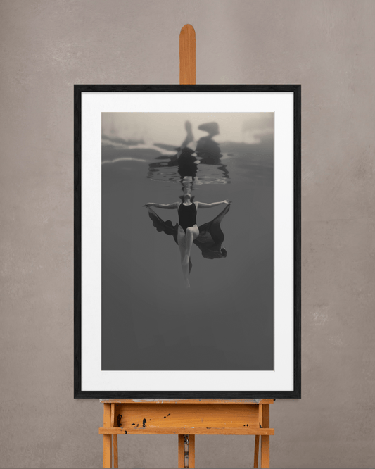Free | Framed Limited Edition, Black and White Photography, Underwater Portrait
