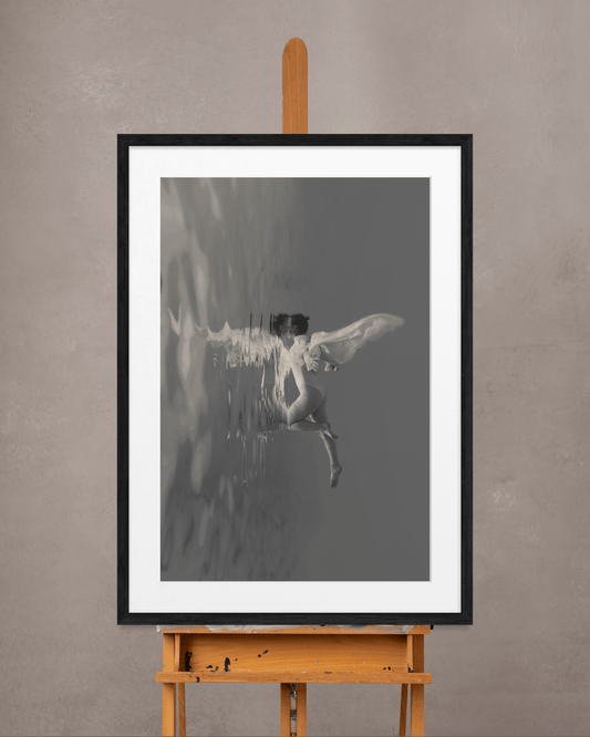 Guided | Framed Limited Edition, Black and White Photography, Underwater Portrait