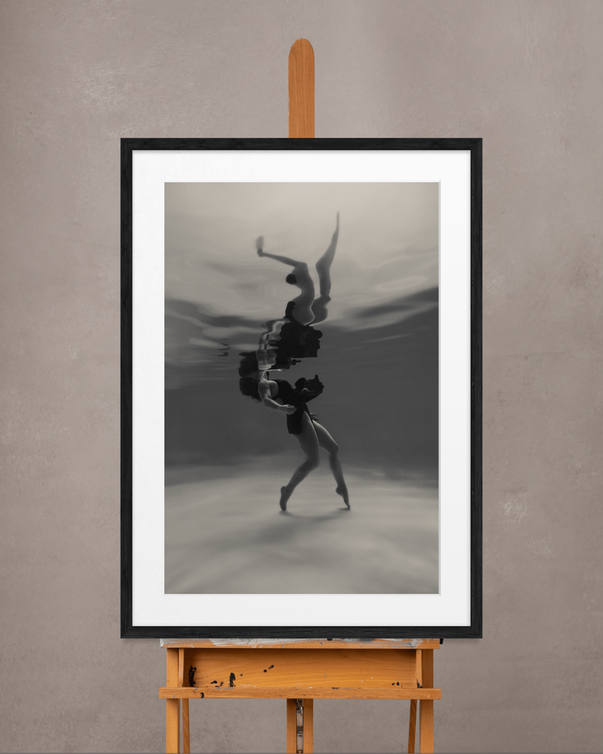 Carried | Framed Limited Edition, Black and White Photography, Underwater Portrait
