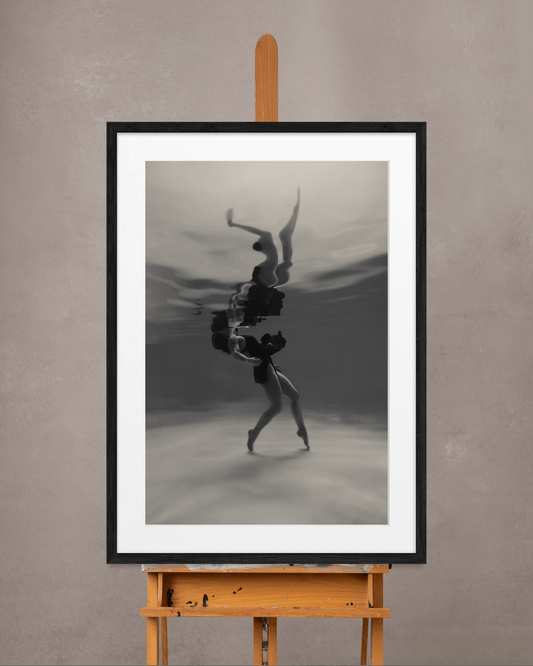 Carried | Framed Limited Edition, Black and White Photography, Underwater Portrait