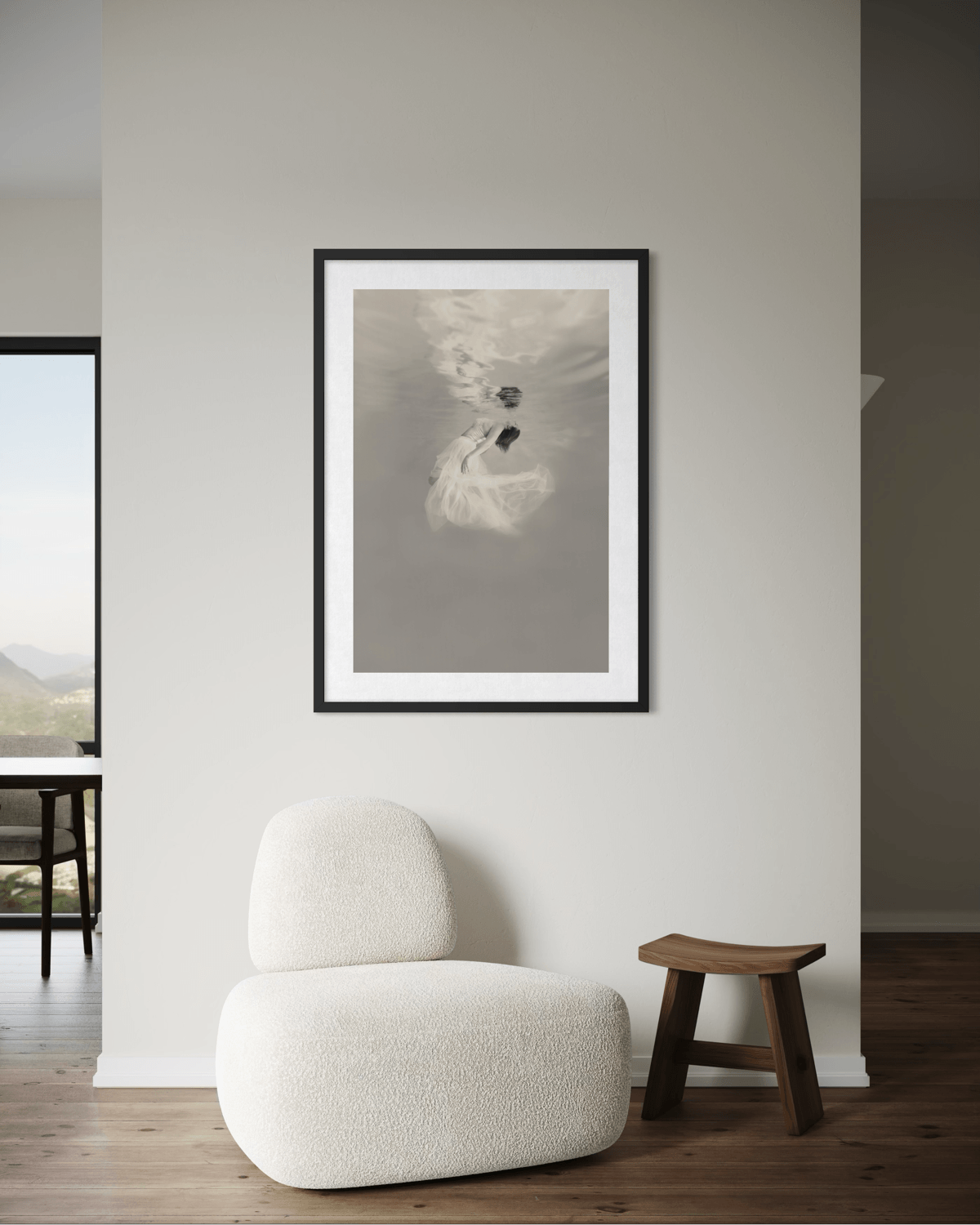 Release | Framed Limited Edition, Black and White Photography, Underwater Portrait