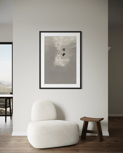 Release | Framed Limited Edition, Black and White Photography, Underwater Portrait