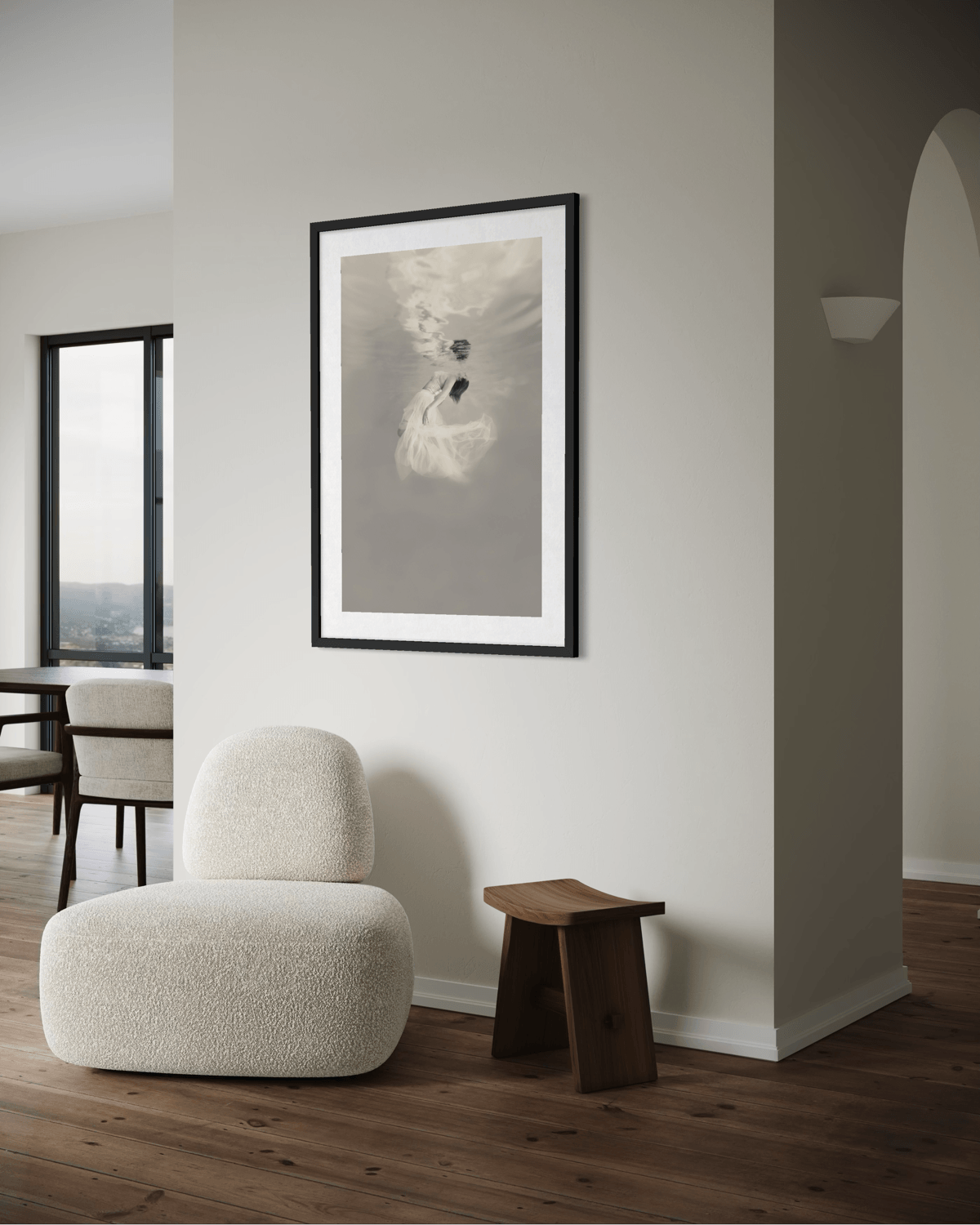 Release | Framed Limited Edition, Black and White Photography, Underwater Portrait