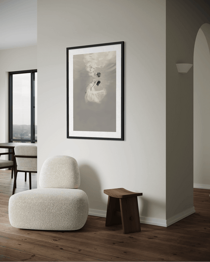 Release | Framed Limited Edition, Black and White Photography, Underwater Portrait