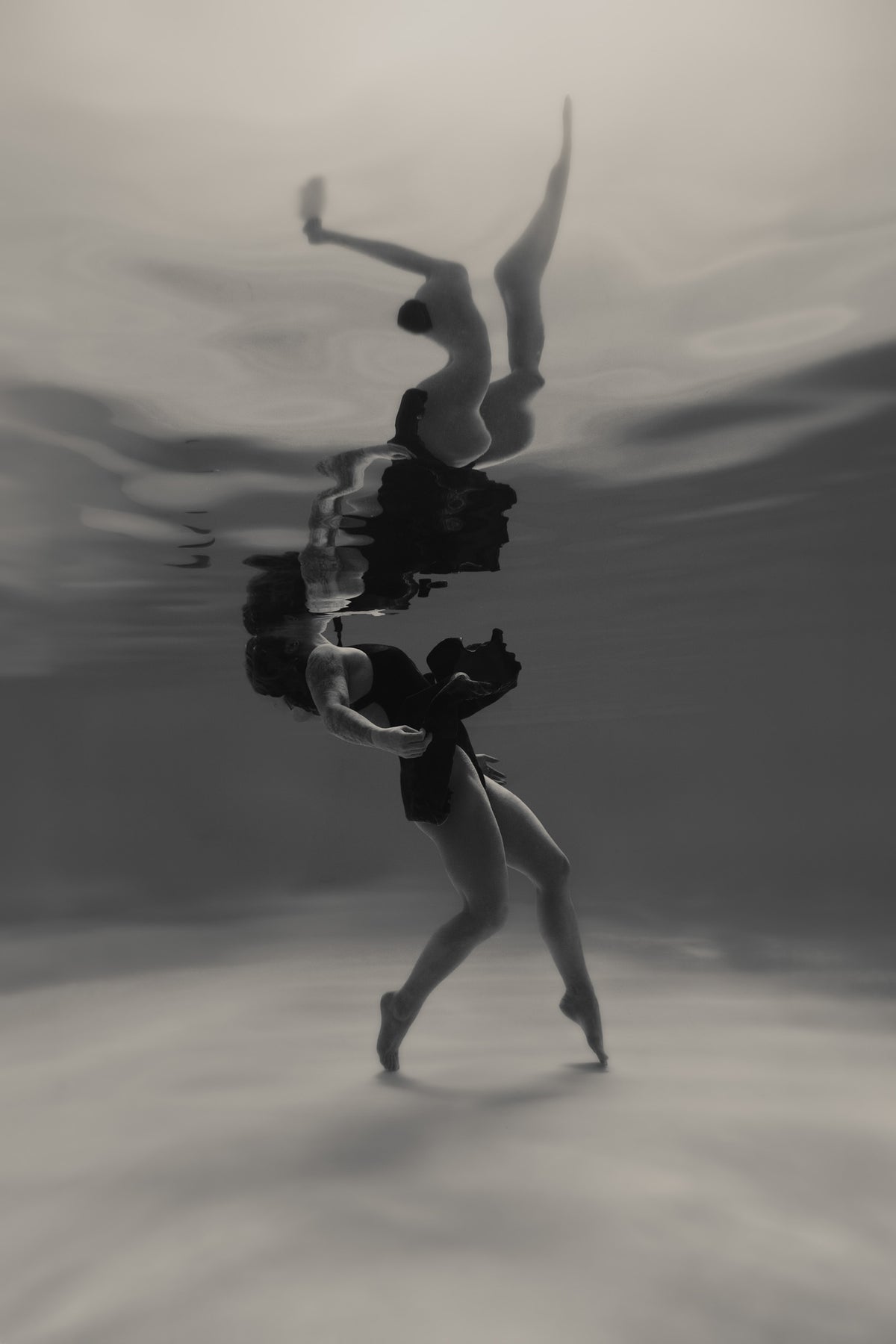 Carried | Framed Limited Edition, Black and White Photography, Underwater Portrait
