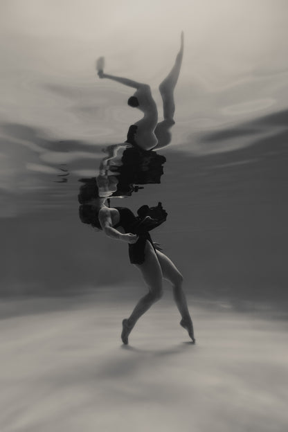 Carried | Framed Limited Edition, Black and White Photography, Underwater Portrait