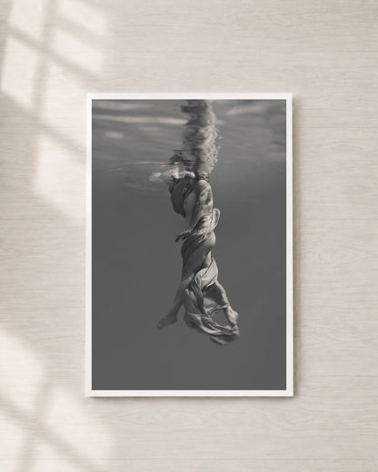 Entangled | Fine Art Print, Black and White Photography, Underwater Portrait