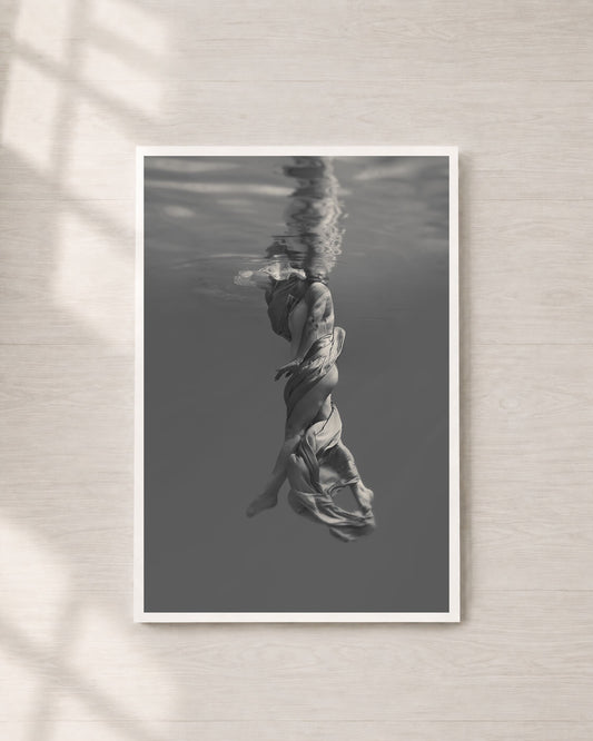 Entangled | Fine Art Print, Black and White Photography, Underwater Portrait