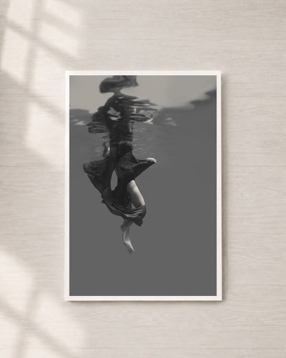 Flow | Fine Art Print, Black and White Photography, Underwater Portrait