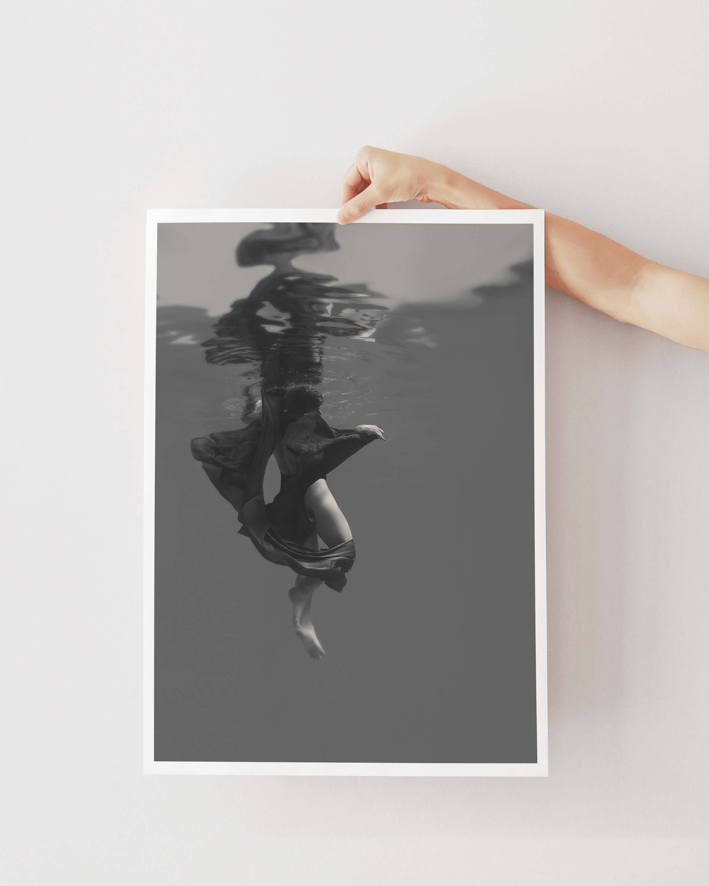 Flow | Fine Art Print, Black and White Photography, Underwater Portrait