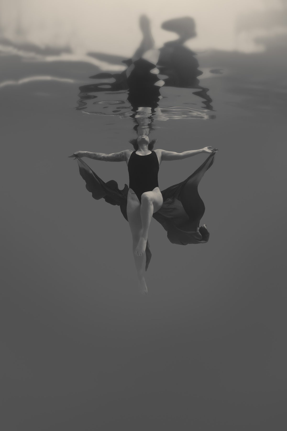 Free | Framed Canvas Art Print, Black and White Photography, Underwater Portrait