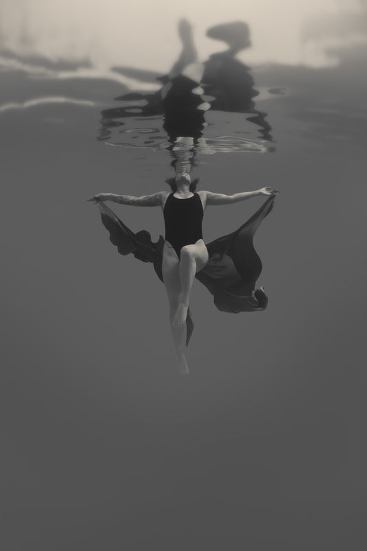 Free | Framed Canvas Art Print, Black and White Photography, Underwater Portrait