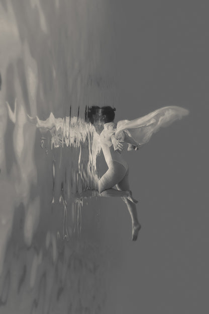 Guided | Framed Limited Edition, Black and White Photography, Underwater Portrait