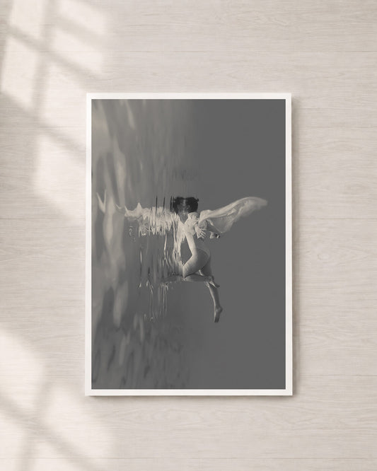 Guided | Fine Art Print, Black and White Photography, Underwater Portrait