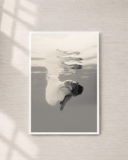 Hushed | Fine Art Print, Black and White Photography, Underwater Portrait