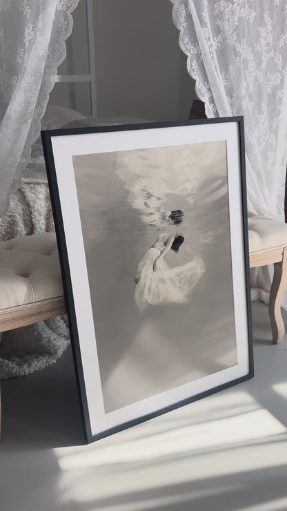 Release | Framed Limited Edition, Black and White Photography, Underwater Portrait