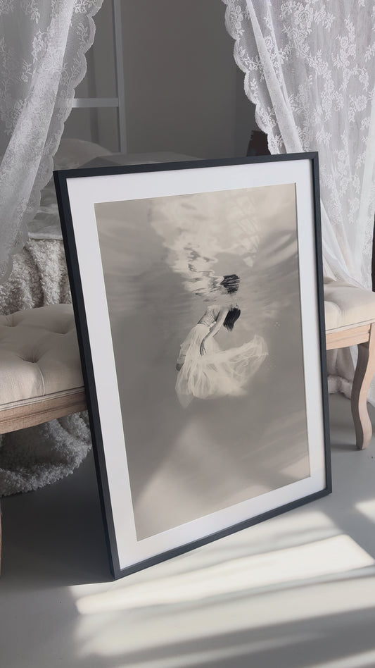 Release | Framed Limited Edition, Black and White Photography, Underwater Portrait