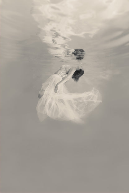 Release | Framed Limited Edition, Black and White Photography, Underwater Portrait