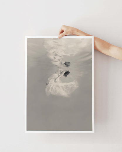 Release | Fine Art Print, Black and White Photography, Underwater Portrait
