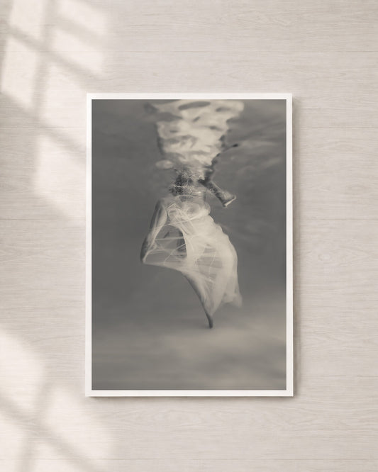 Storm | Fine Art Print, Black and White Photography, Underwater Portrait