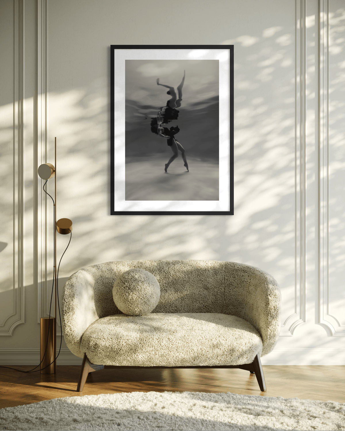 Carried | Framed Limited Edition, Black and White Photography, Underwater Portrait