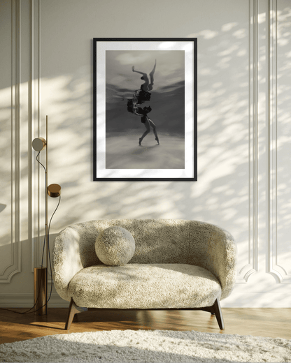 Carried | Framed Limited Edition, Black and White Photography, Underwater Portrait