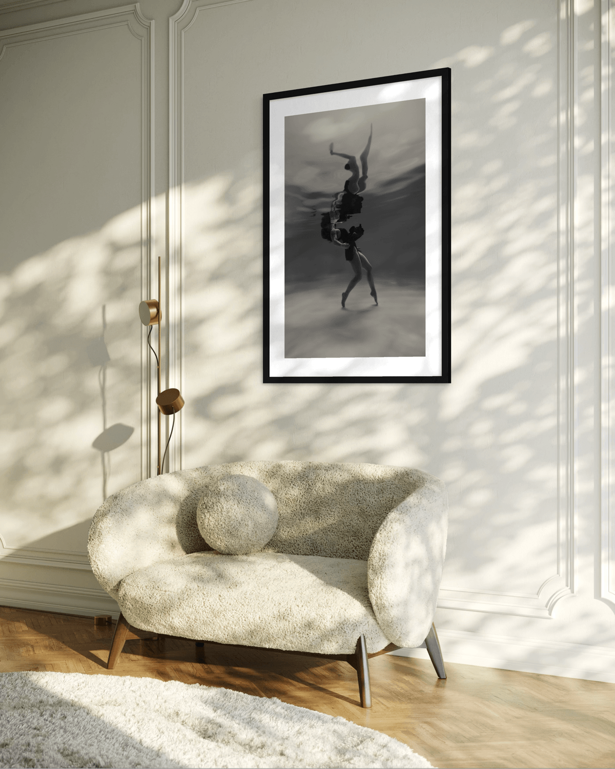 Carried | Framed Limited Edition, Black and White Photography, Underwater Portrait