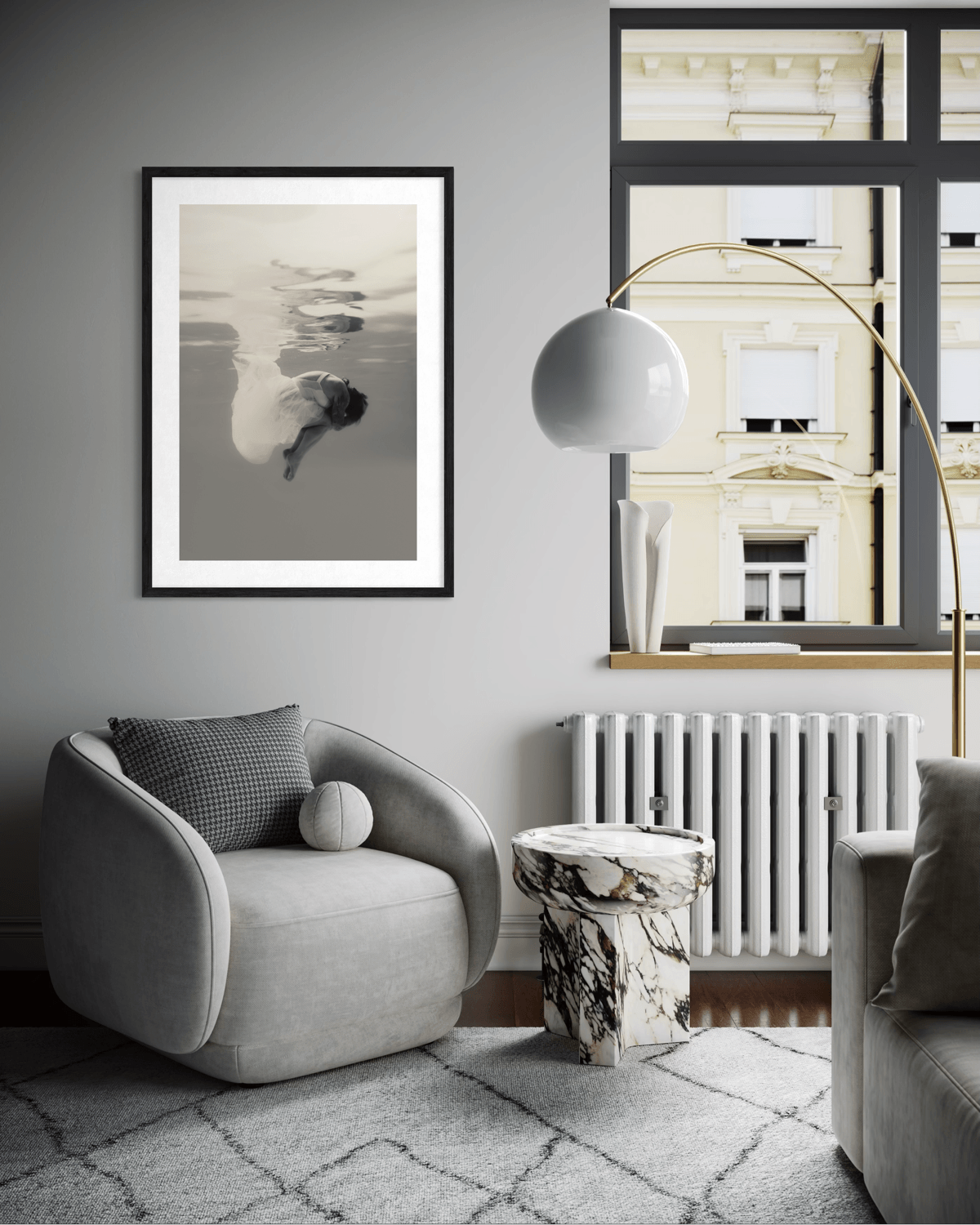 Hushed | Framed Limited Edition, Black and White Photography, Underwater Portrait