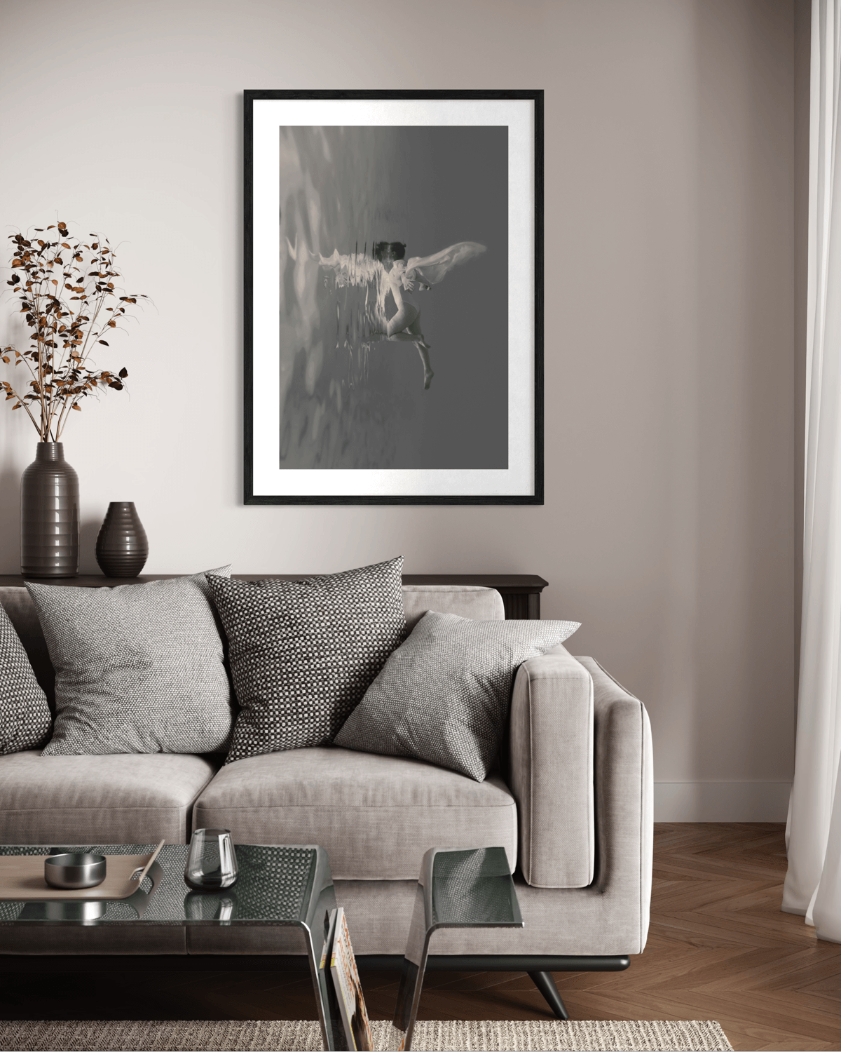 Guided | Framed Limited Edition, Black and White Photography, Underwater Portrait