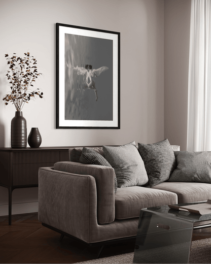 Guided | Framed Limited Edition, Black and White Photography, Underwater Portrait