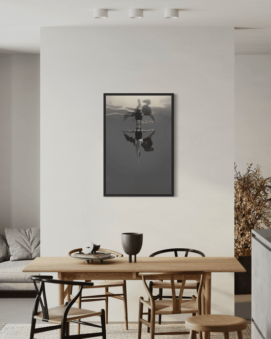 Free | Framed Canvas Art Print, Black and White Photography, Underwater Portrait