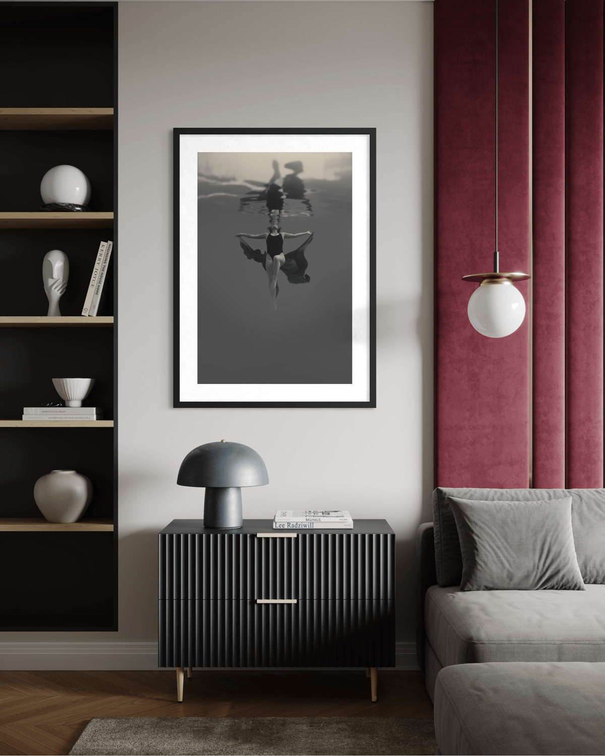 Free | Framed Limited Edition, Black and White Photography, Underwater Portrait