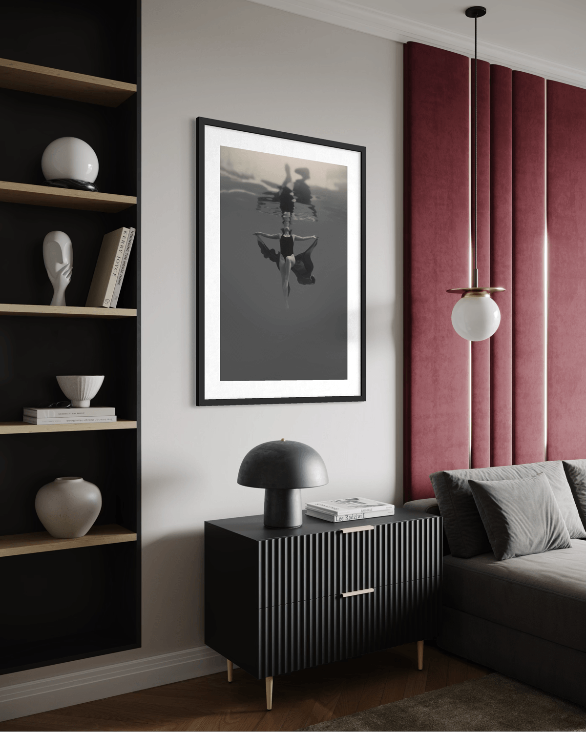 Free | Framed Limited Edition, Black and White Photography, Underwater Portrait